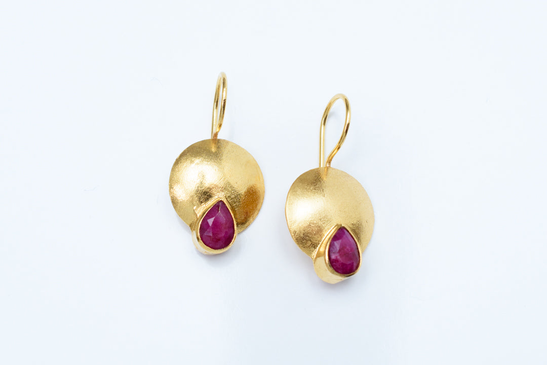Teardrop Earrings - Dyed ruby