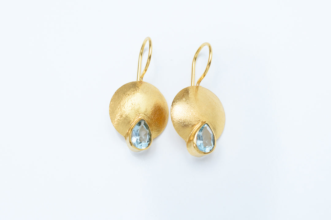 Teardrop Earrings - Blue topaz quartz