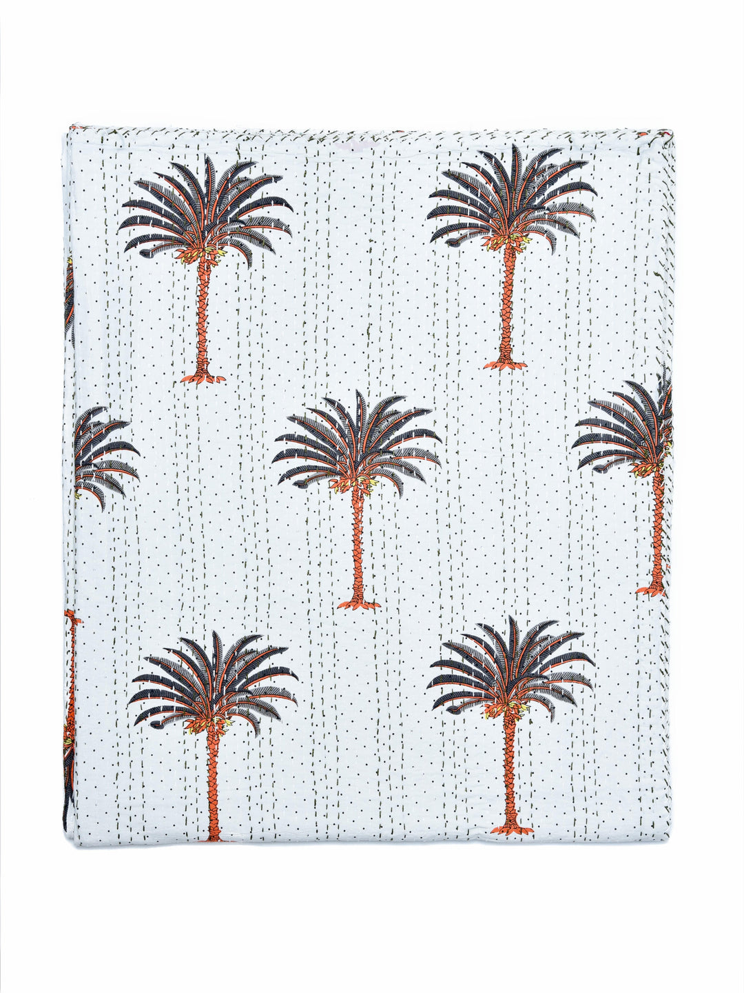 Kantha Throw – Zanzibar Palms - White
