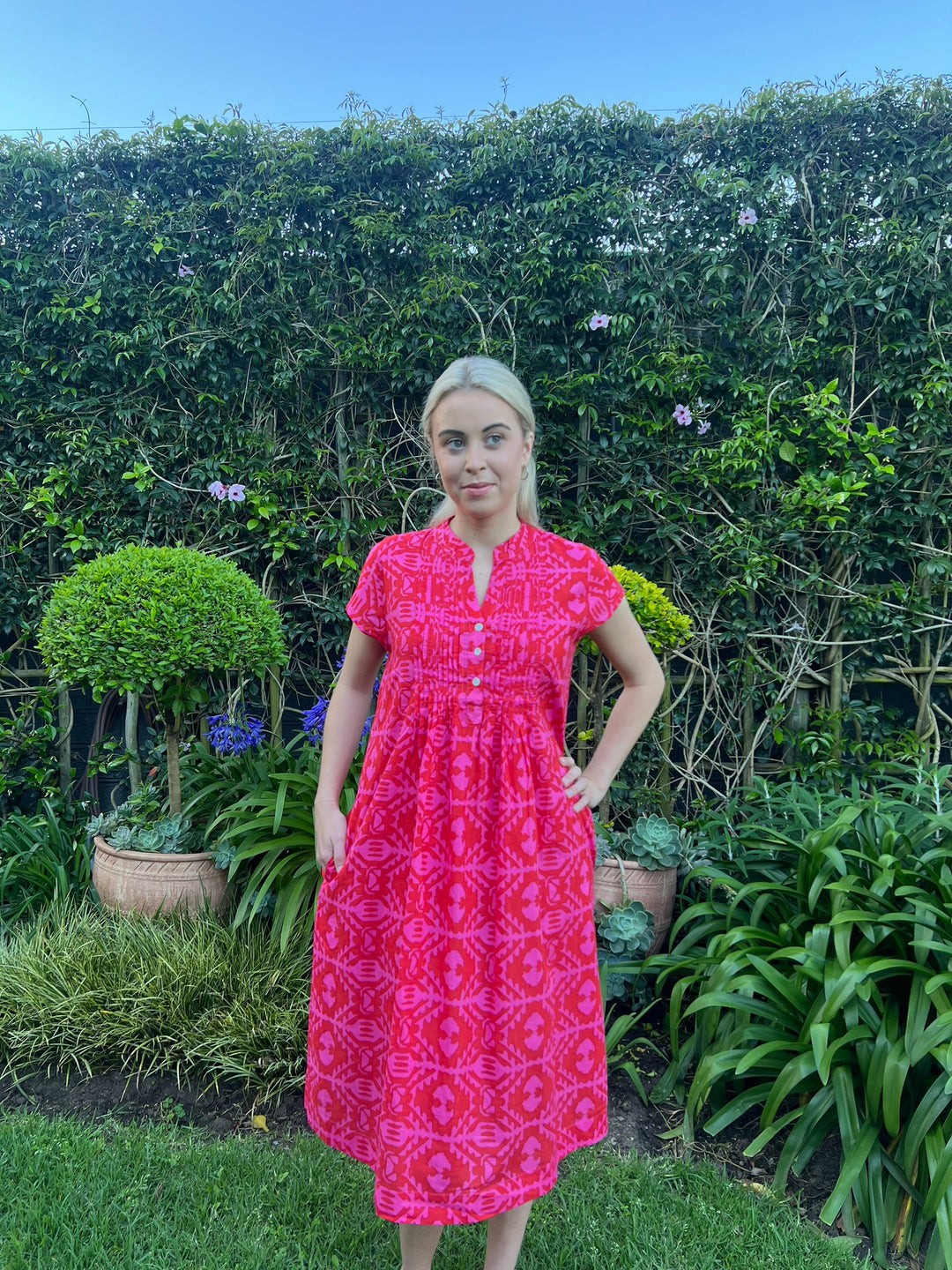 Evie Dress - Red/Pink