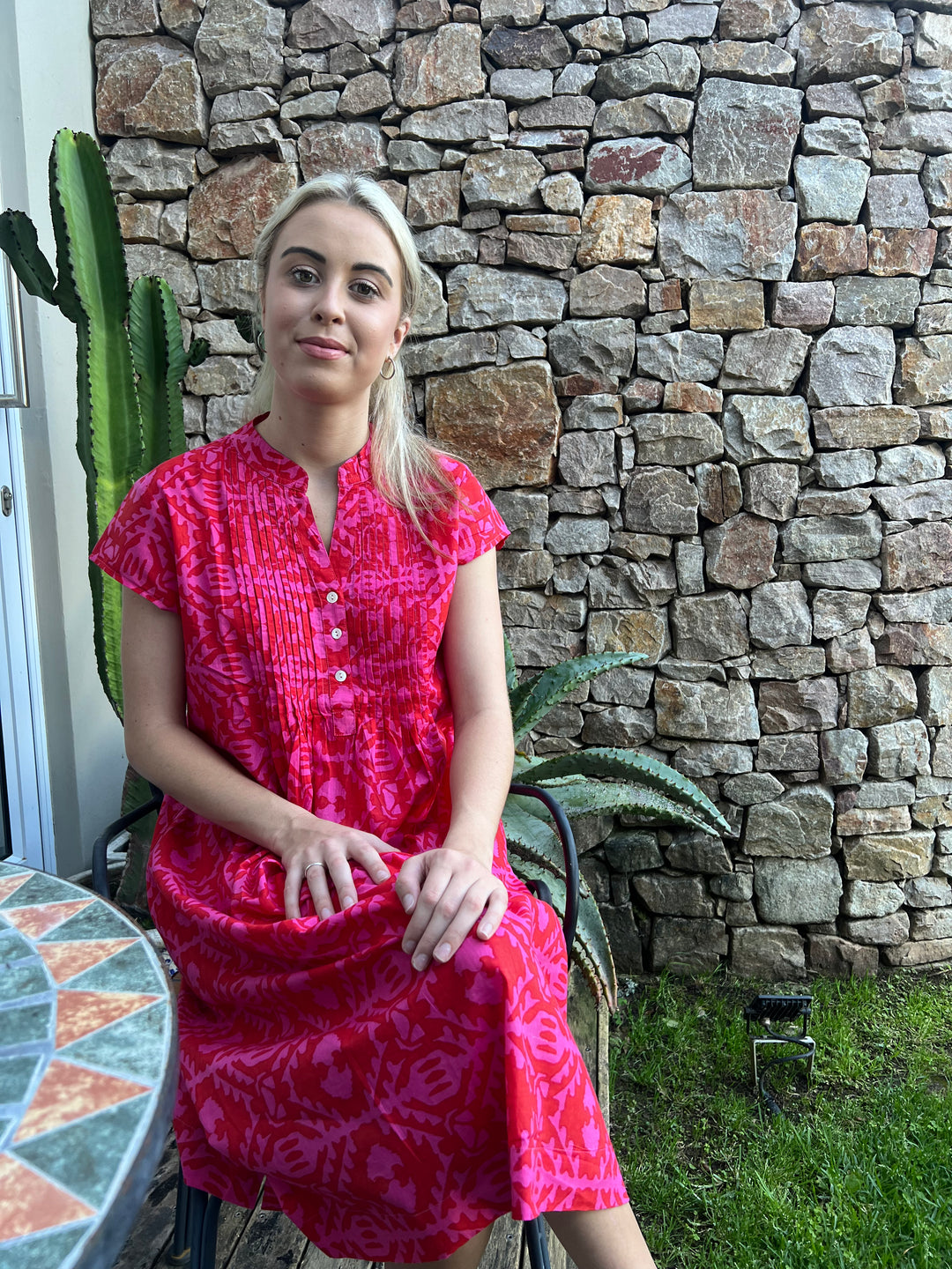 Evie Dress - Red/Pink