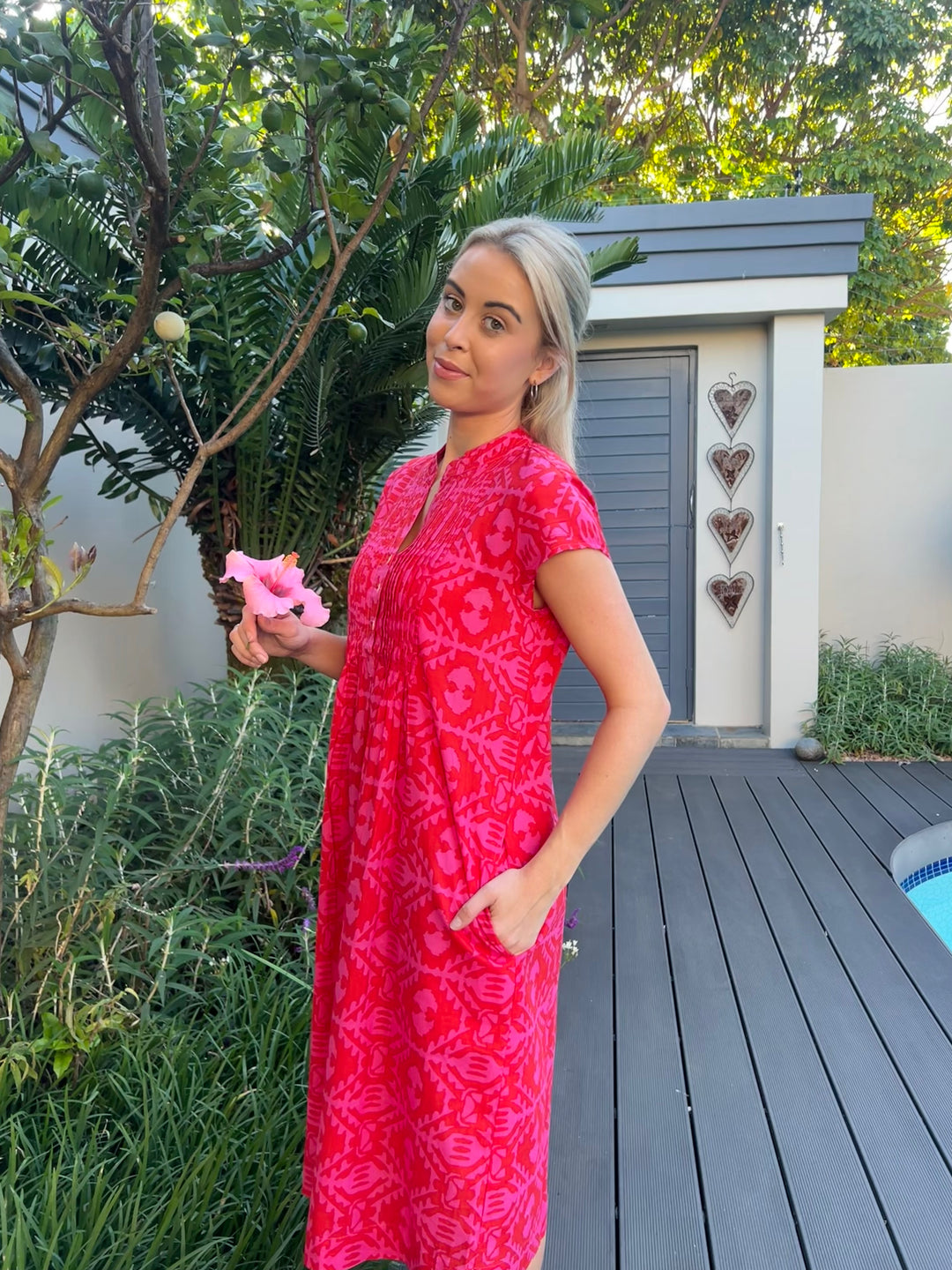 Evie Dress - Red/Pink