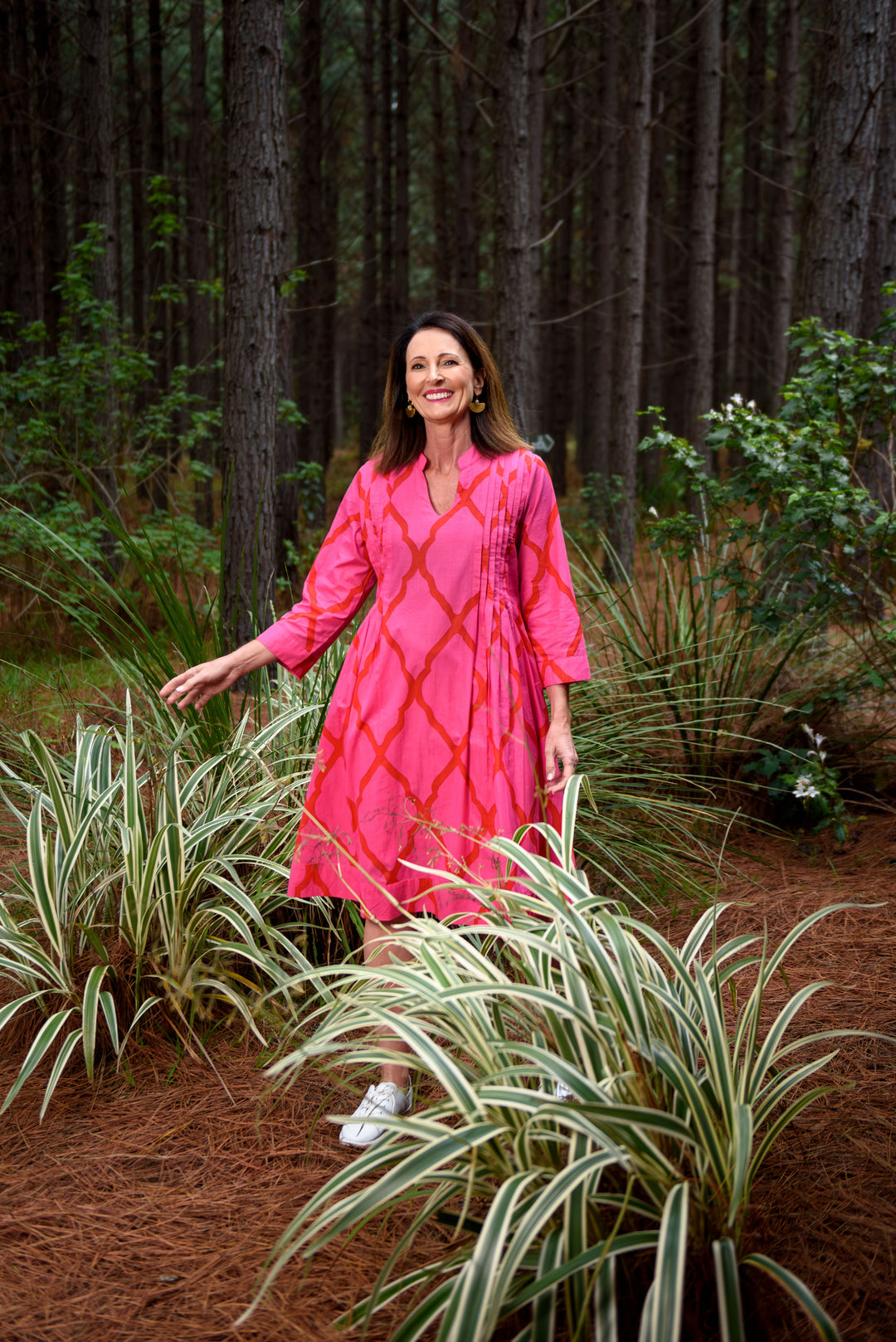 Huckley Tuck Dress — Moroccan Pink/Red