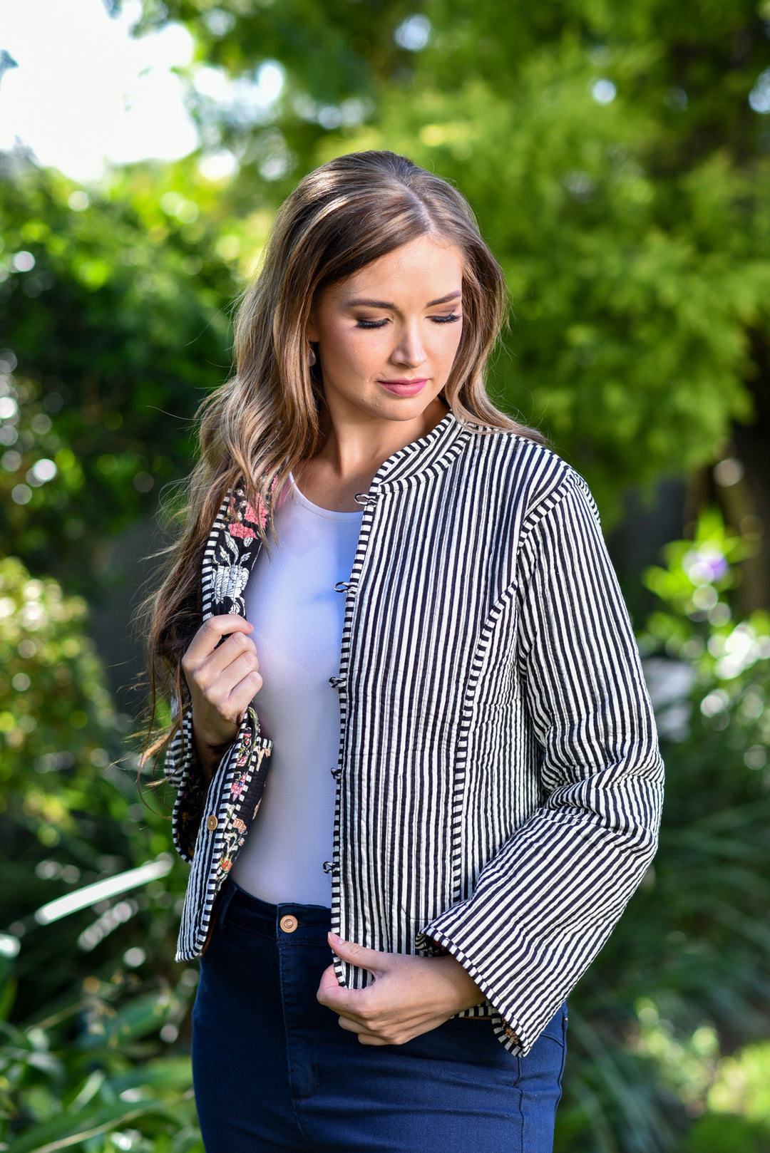 Beckham Reversible Padded Jacket - Black And Pink Florals