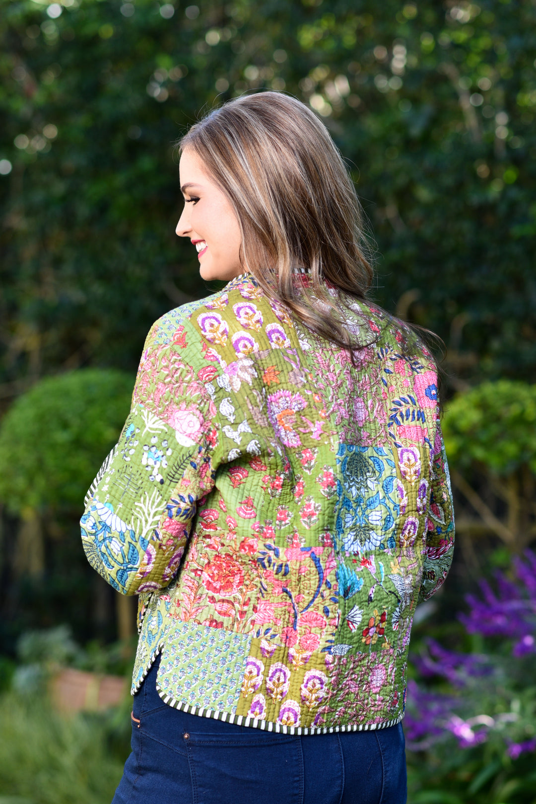 Beckham Reversible Padded Jacket - Olive Florals