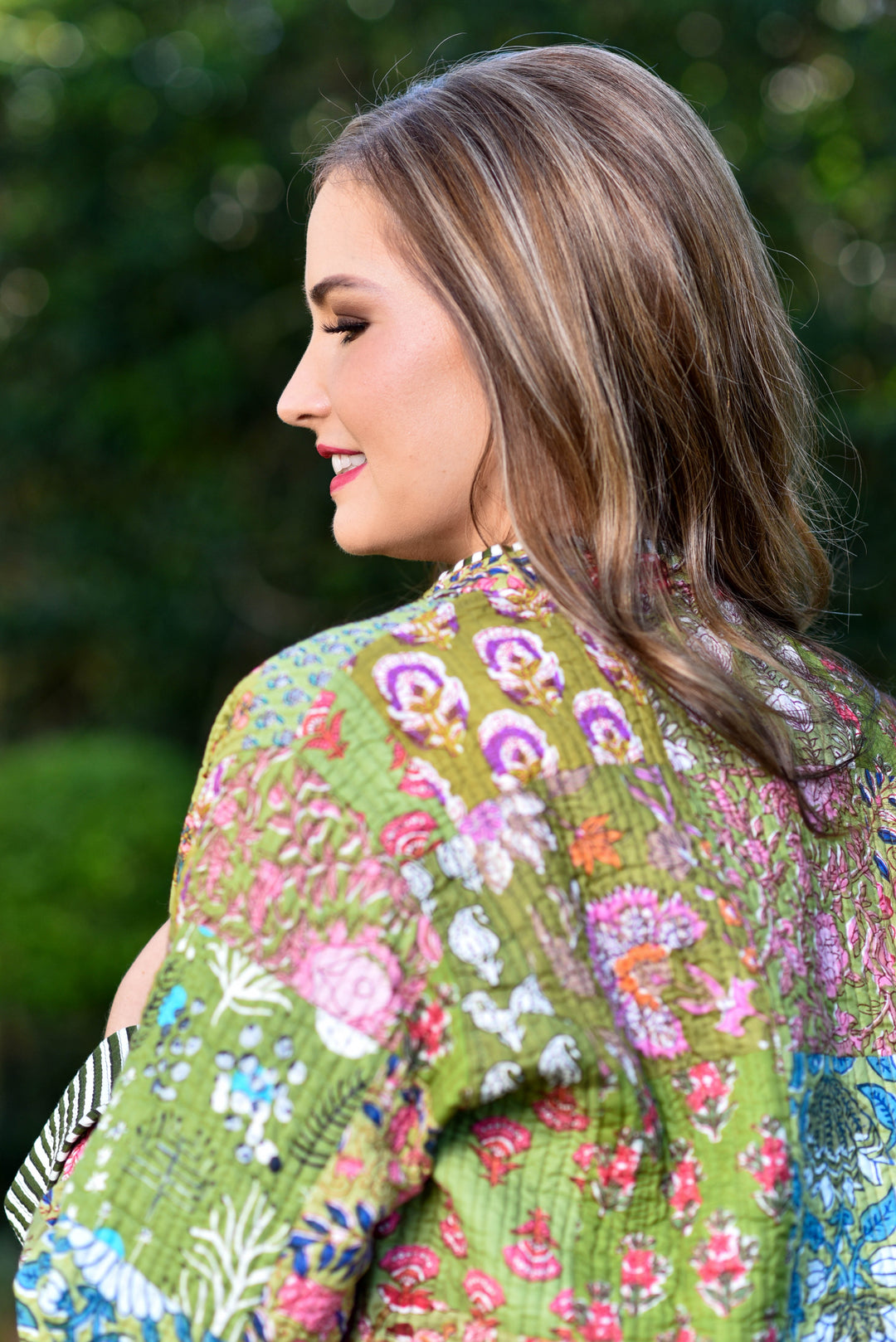 Beckham Reversible Padded Jacket - Olive Florals
