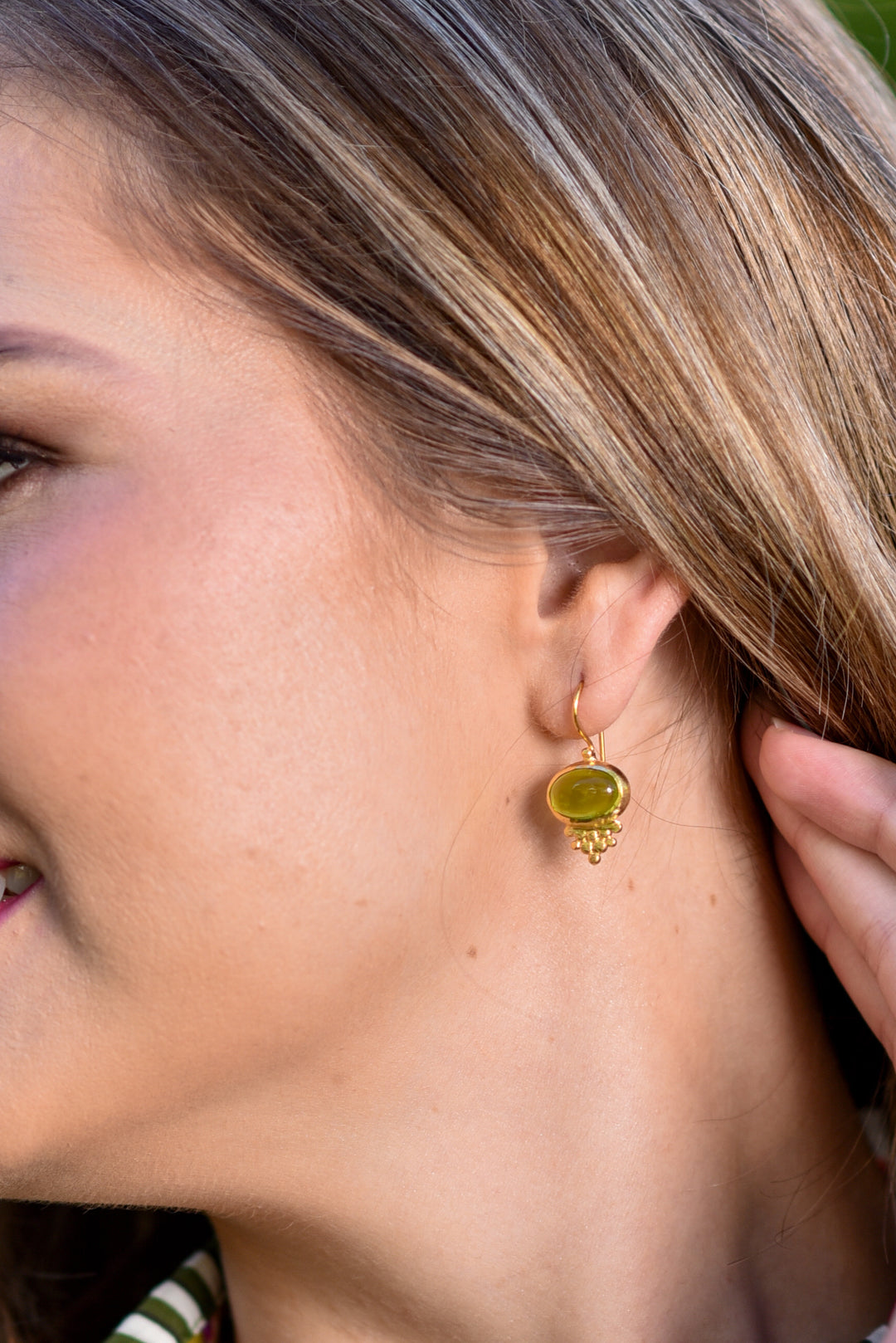 Crown Earrings - Peridot quartz