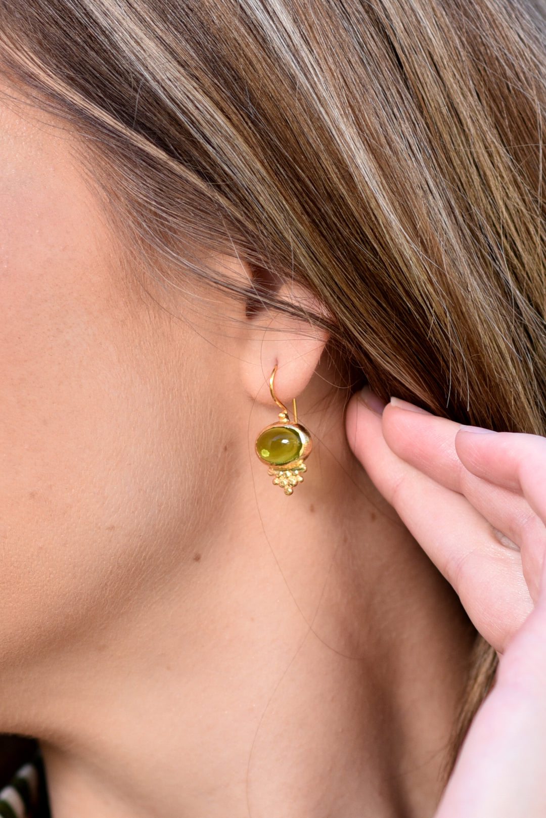 Crown Earrings - Peridot quartz