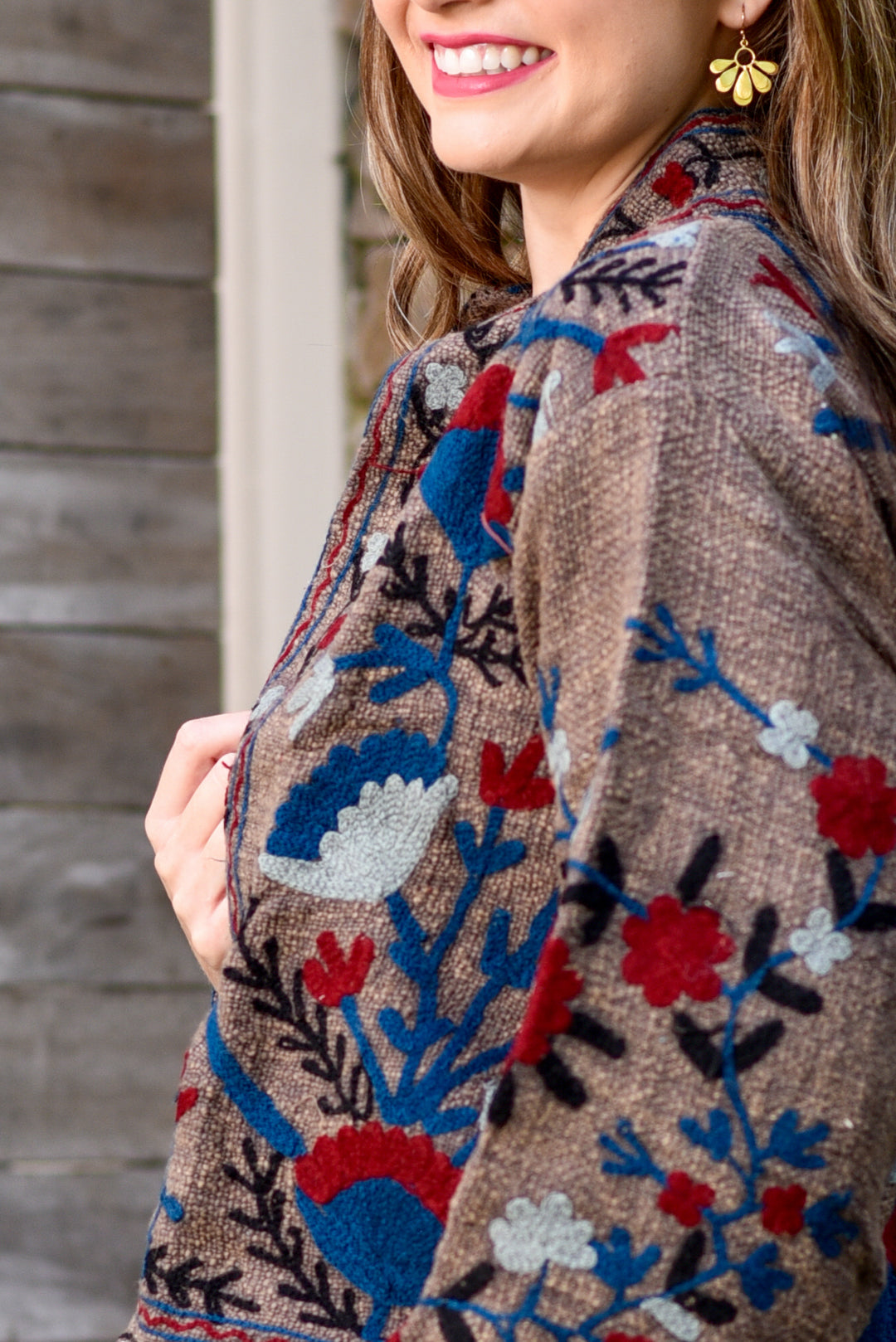 Chocolate Embroidered Suzani Winter Jacket