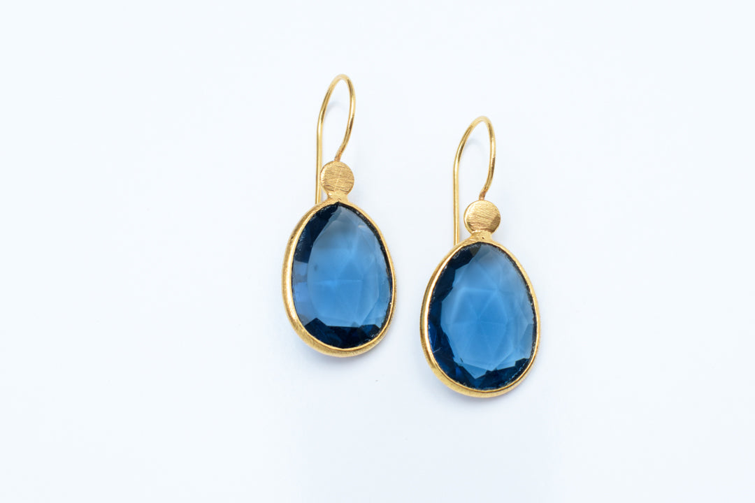 Faith Oval Earrings - London blue topaz quartz