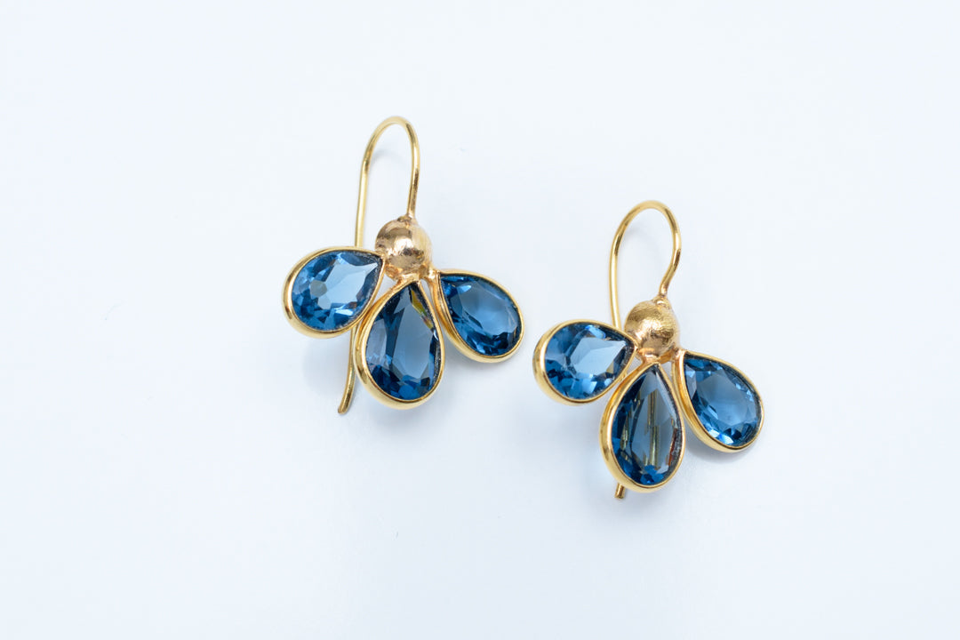 Lazy Daisy Earrings - London blue topaz quartz
