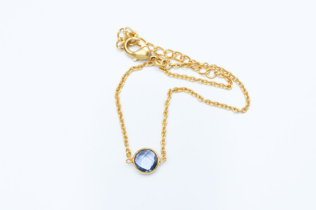 Dainty Gem Bracelet - London blue topaz quartz