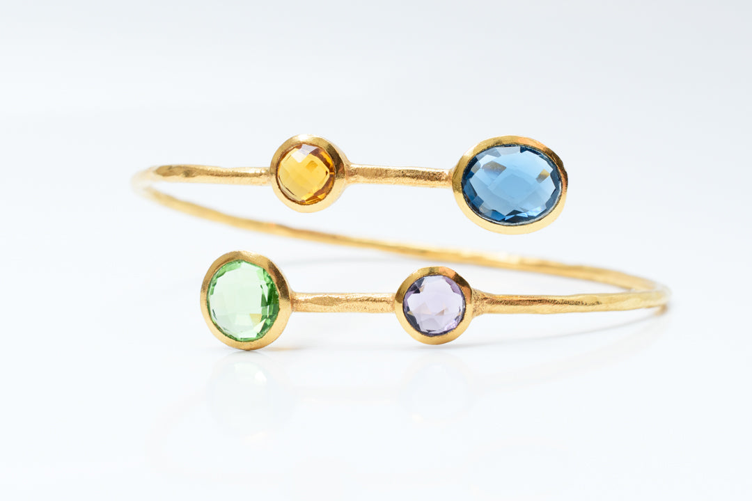 Gemma Cuff Bracelet - blue quartz, citrine quartz, peridot quartz