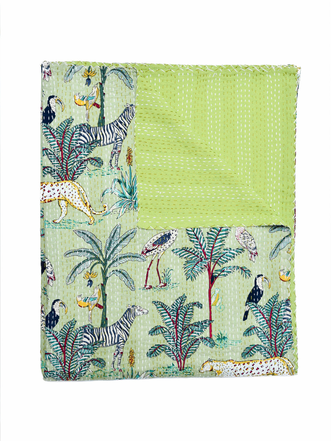 Kantha Throw – Jungle Love - Mint