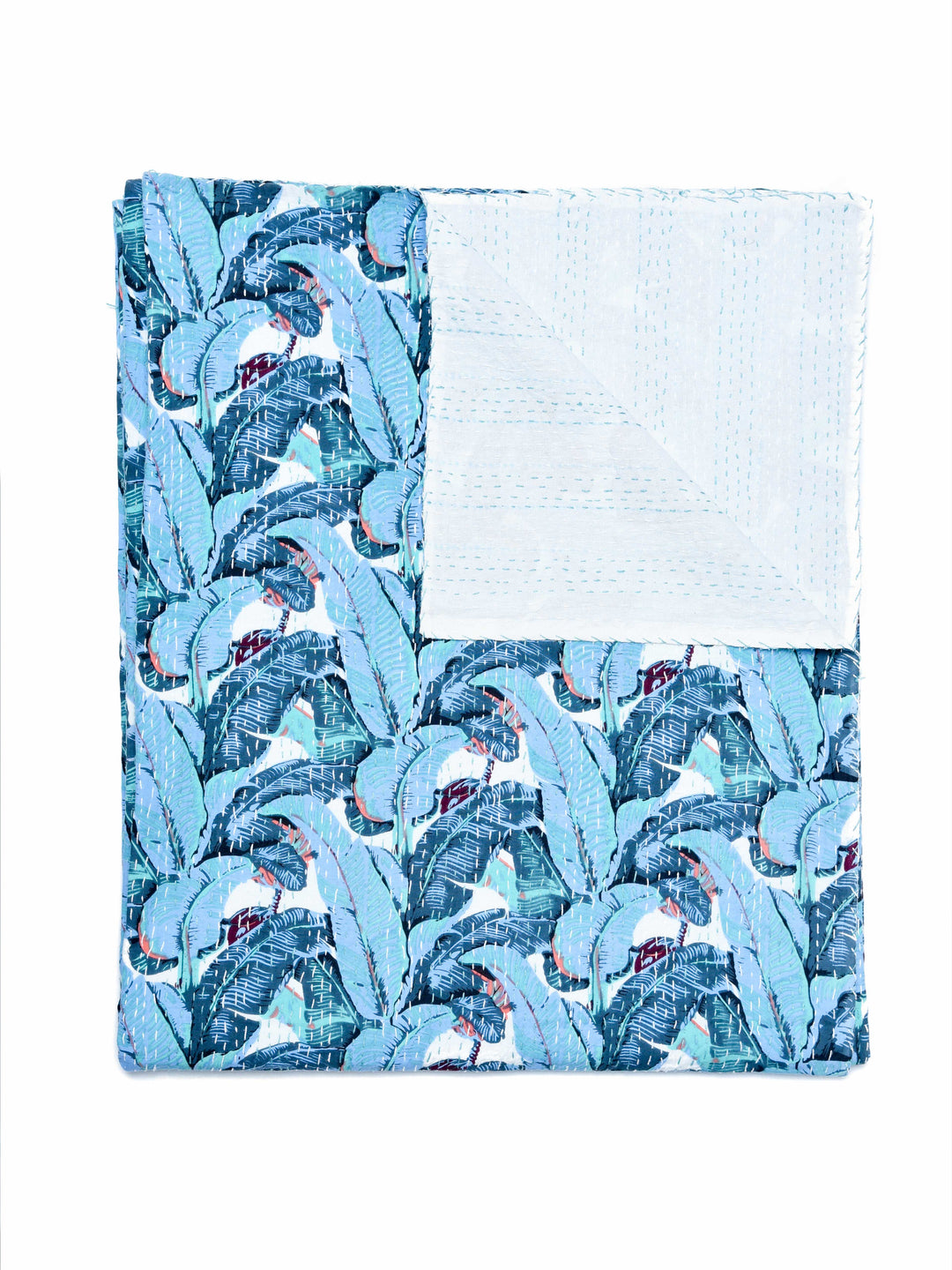 Kantha Throw – Banana Leaves - Shades Of Blue