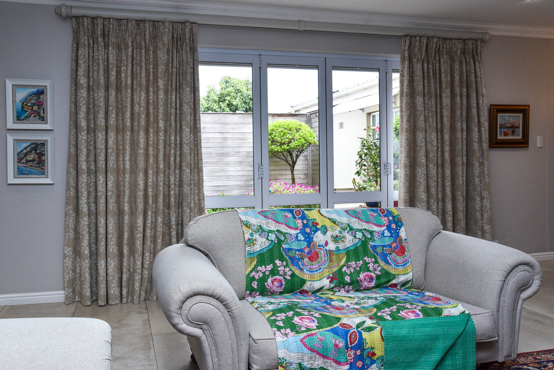 Kantha Throw - Emerald Mosaic - Green