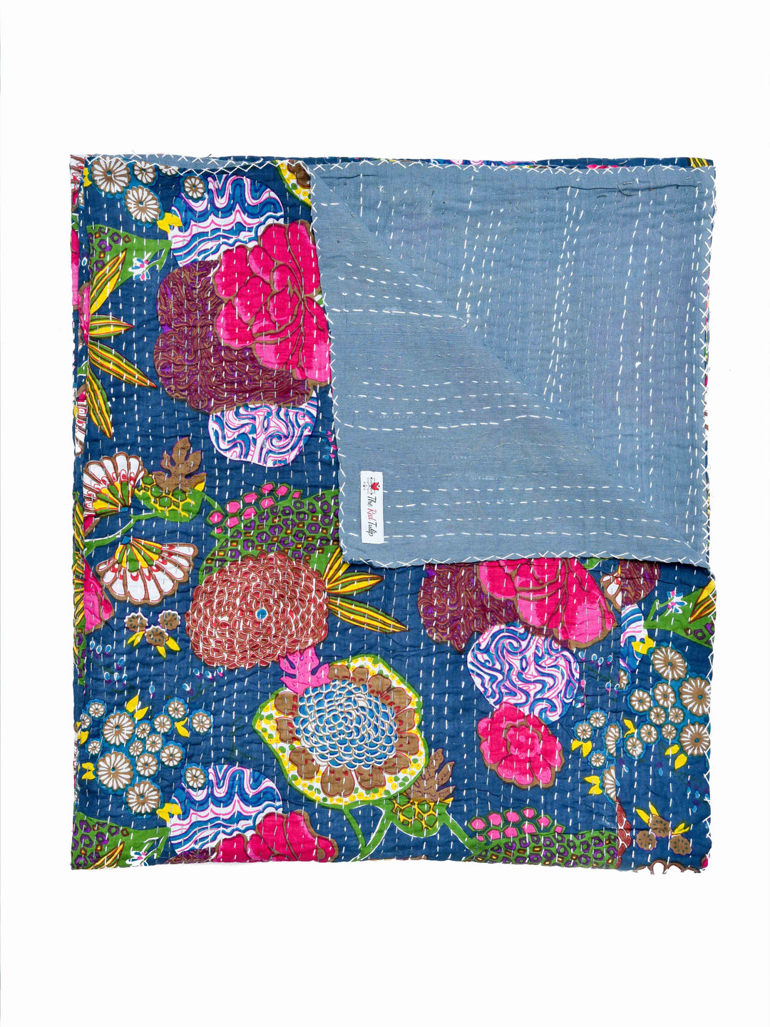 Kantha Throw – Garden Of Eden - Deep Blue
