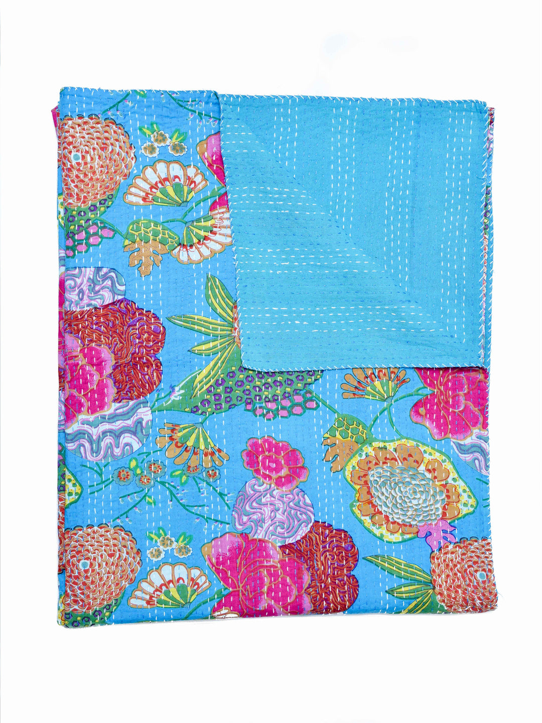 Kantha Throw – Garden Of Eden - Turquoise