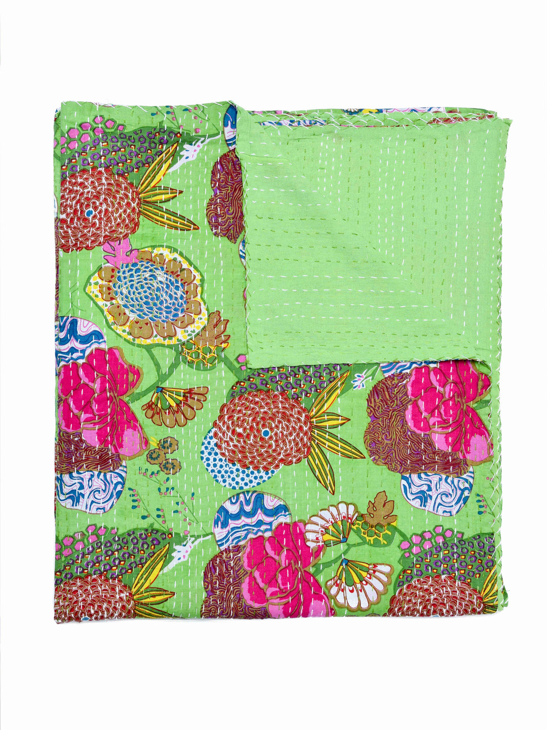 Kantha Throw – Garden Of Eden - Green