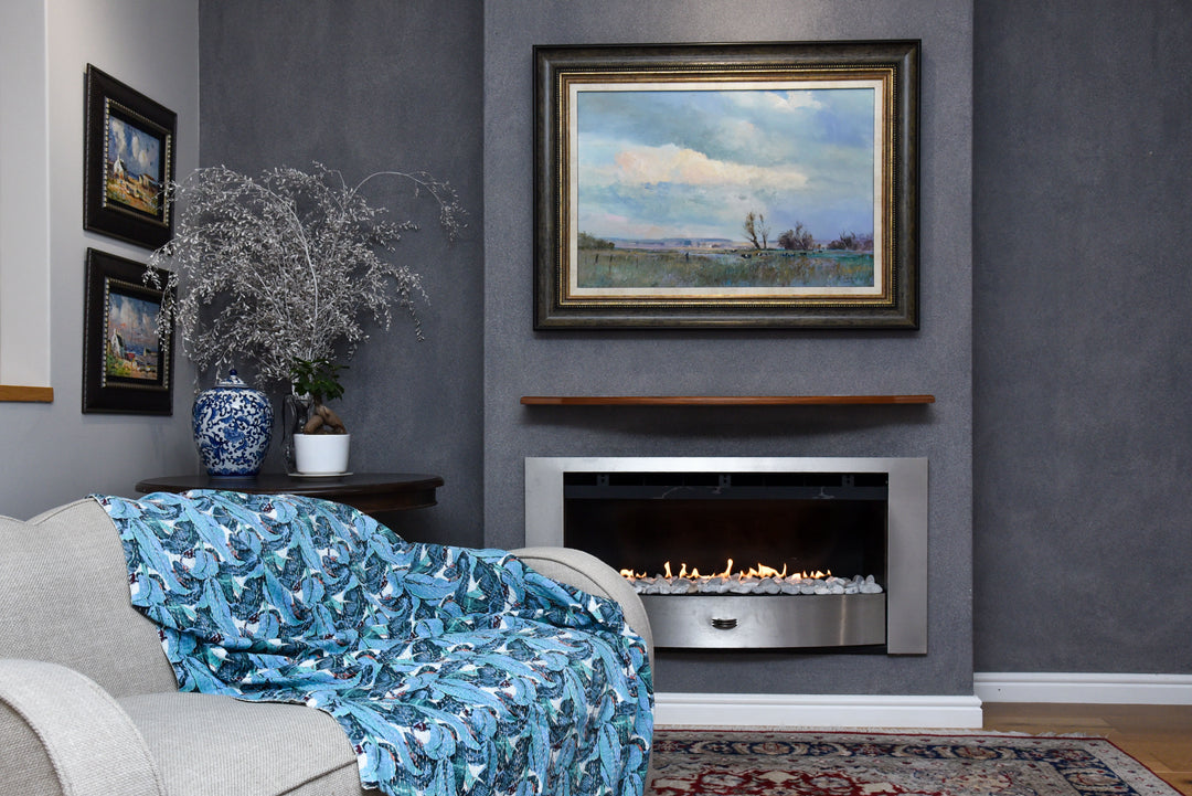 Kantha Throw – Banana Leaves - Shades Of Blue