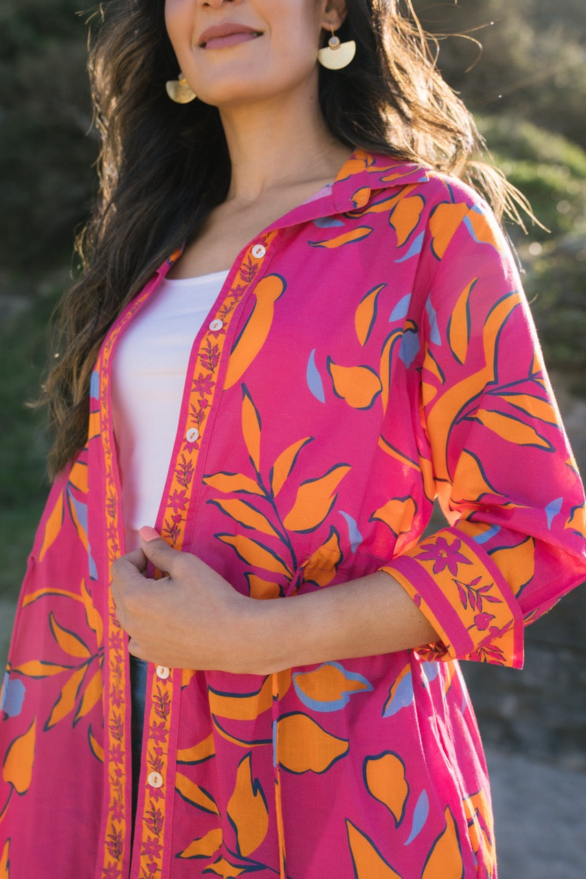 Bonnie Dress / Kimono Pink/Orange Florals
