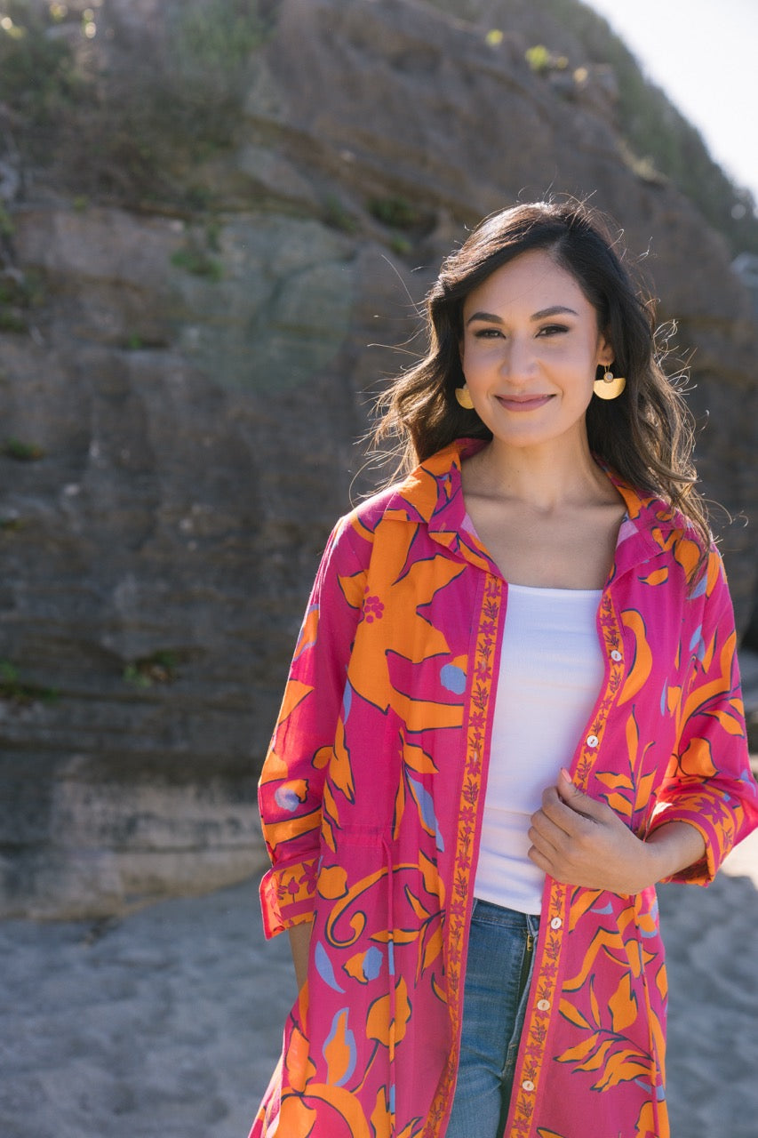 Bonnie Dress / Kimono Pink/Orange Florals