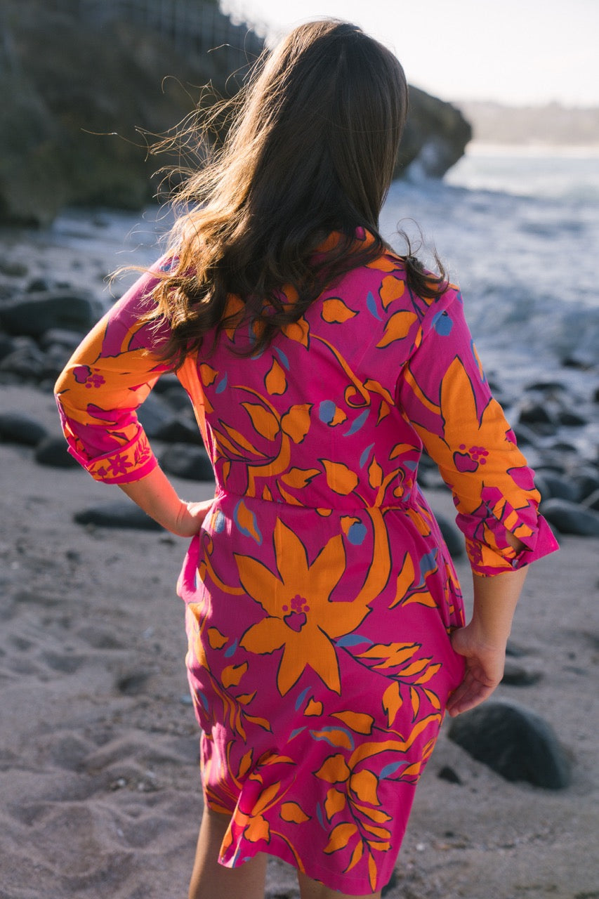 Bonnie Dress / Kimono Pink/Orange Florals