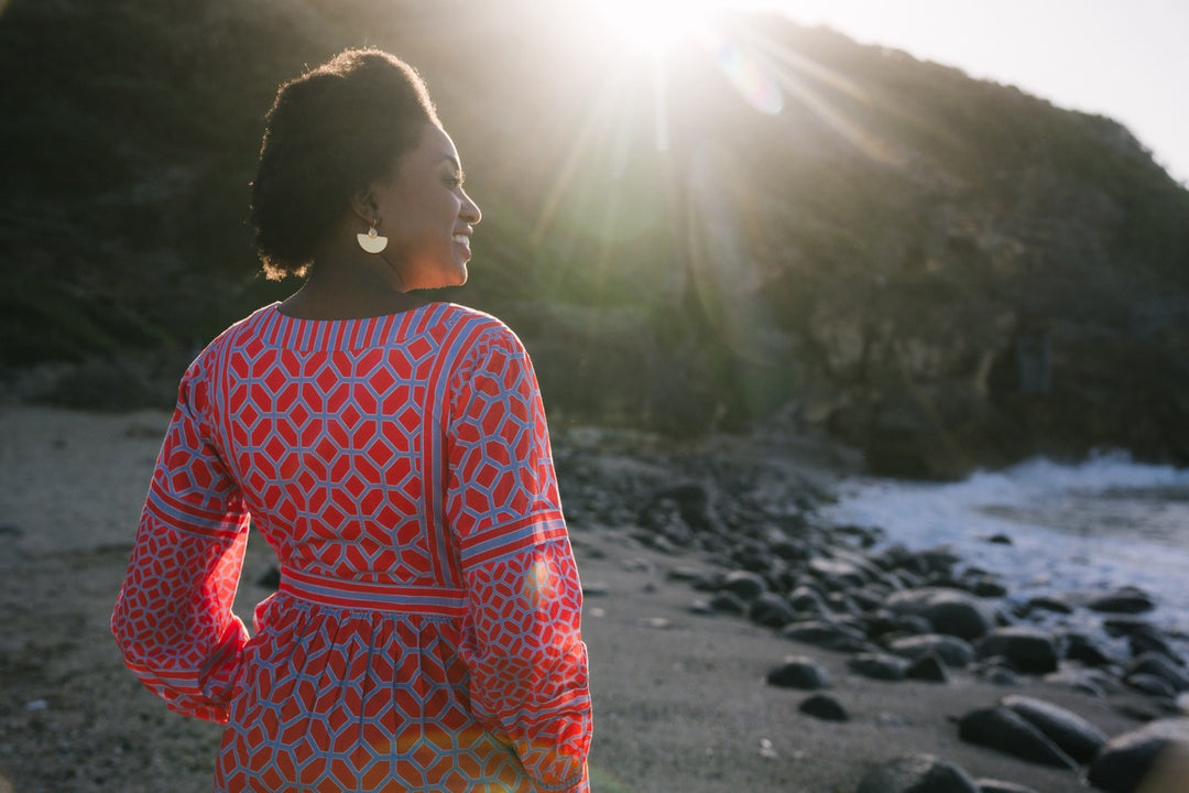 Luna Dress Coral Honeycomb