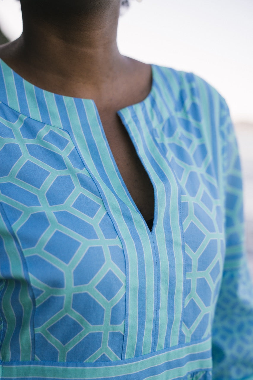 Luna Dress Periwinkle Honeycomb