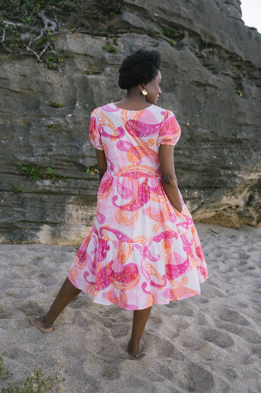 Savannah Dress Pink Paisley