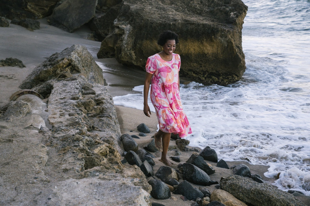 Savannah Dress Pink Paisley