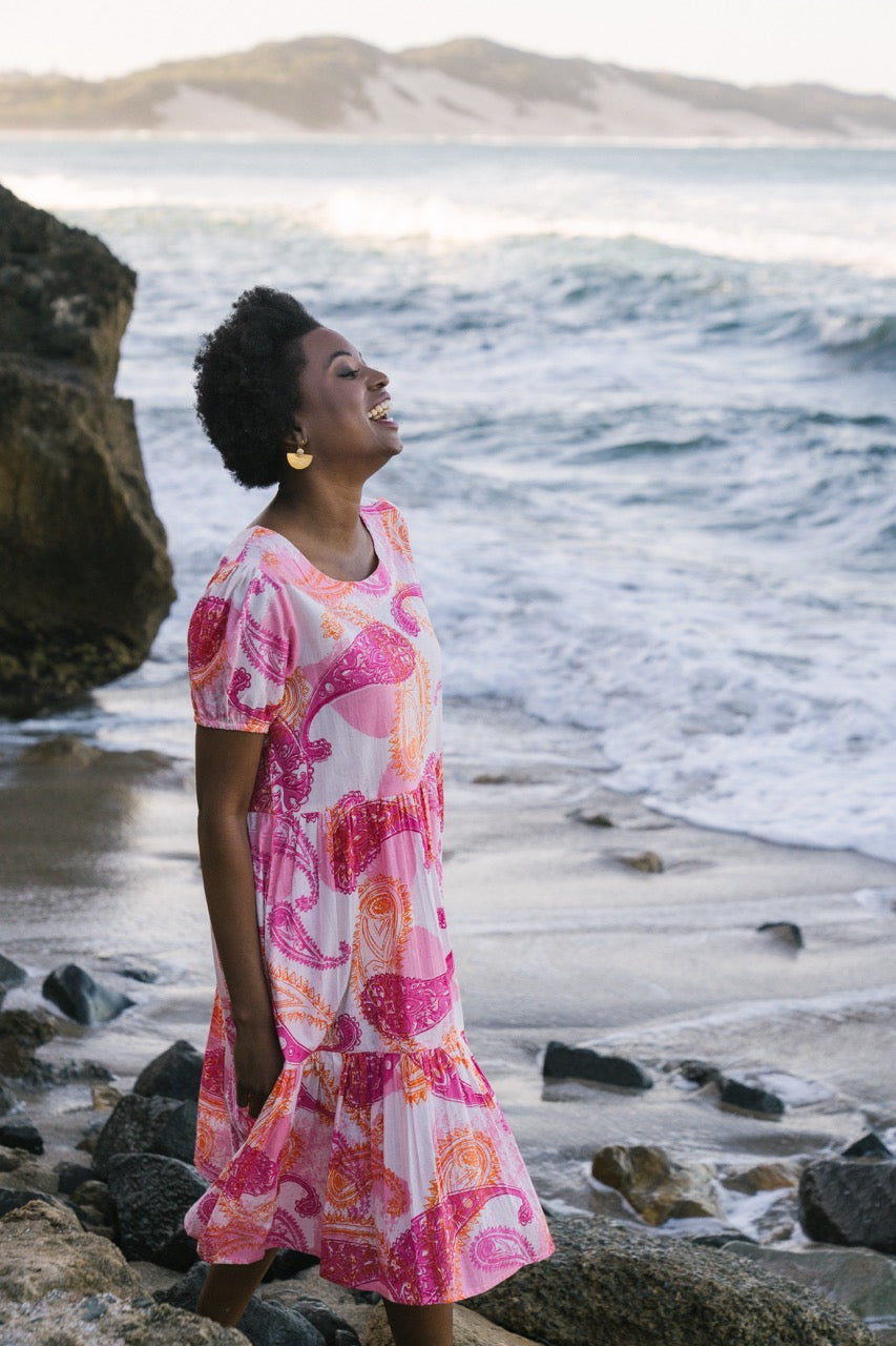 Savannah Dress Pink Paisley