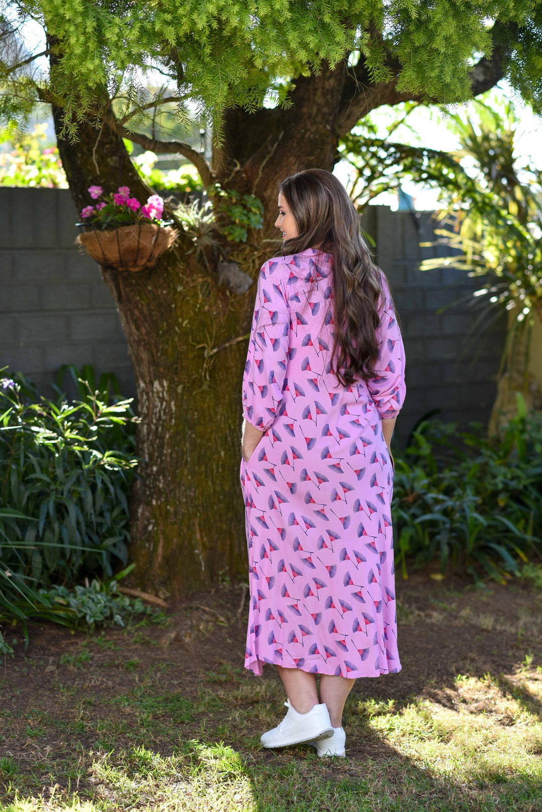 Fern Dress — Fan Leaf Pink