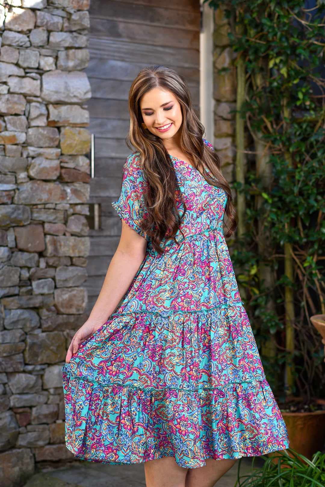 Rosie Dress — Turquoise Fusion