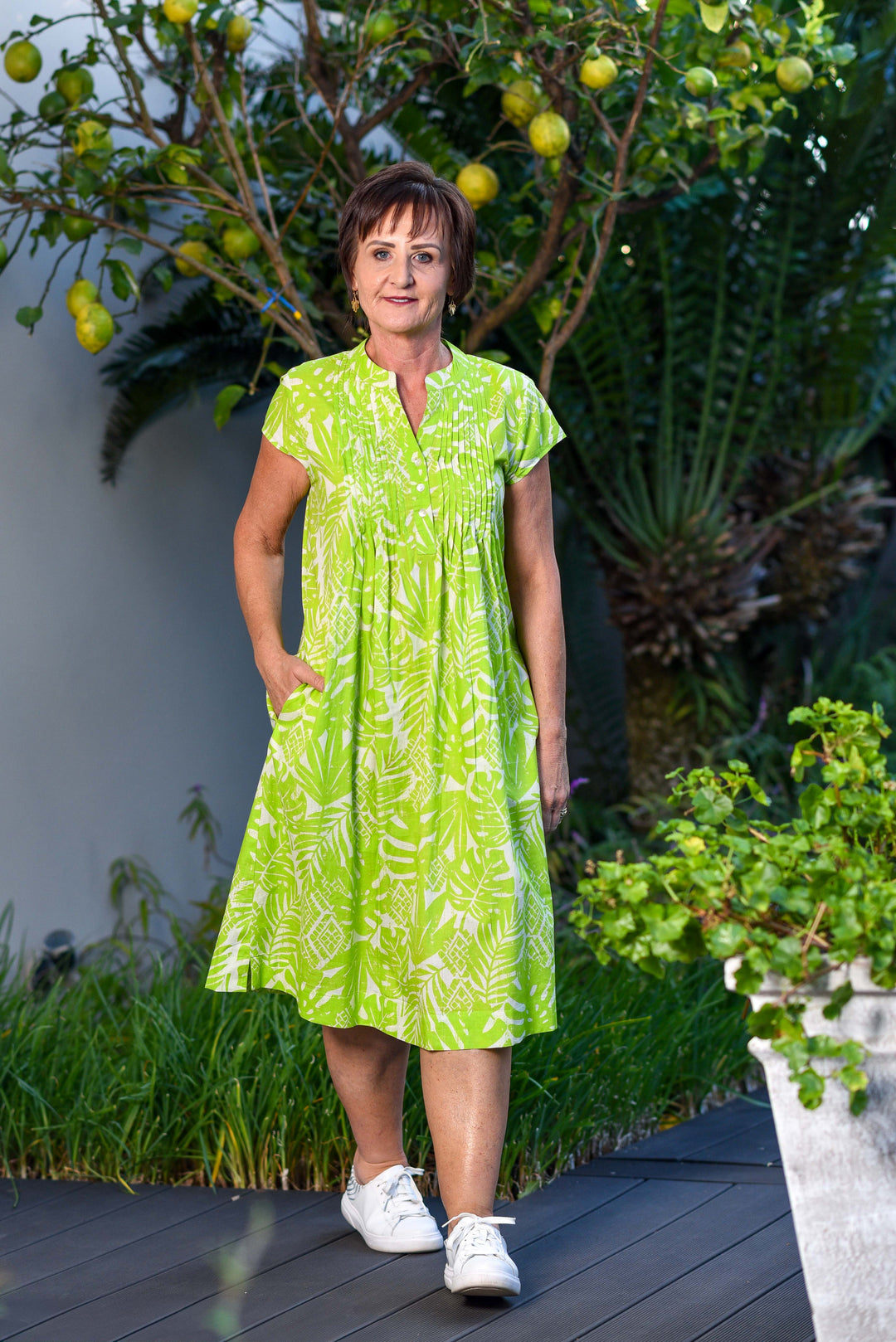 Evie Dress — Date Palm Lime
