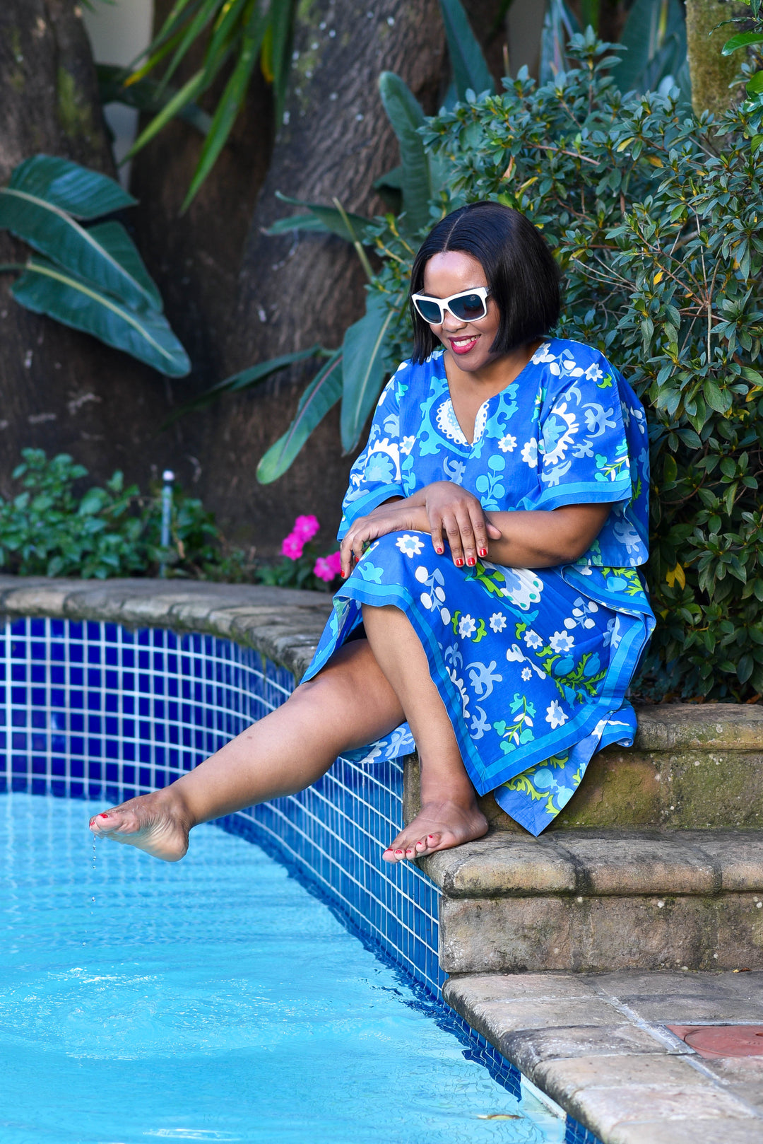 Maya Kaftan — Suzani Blue