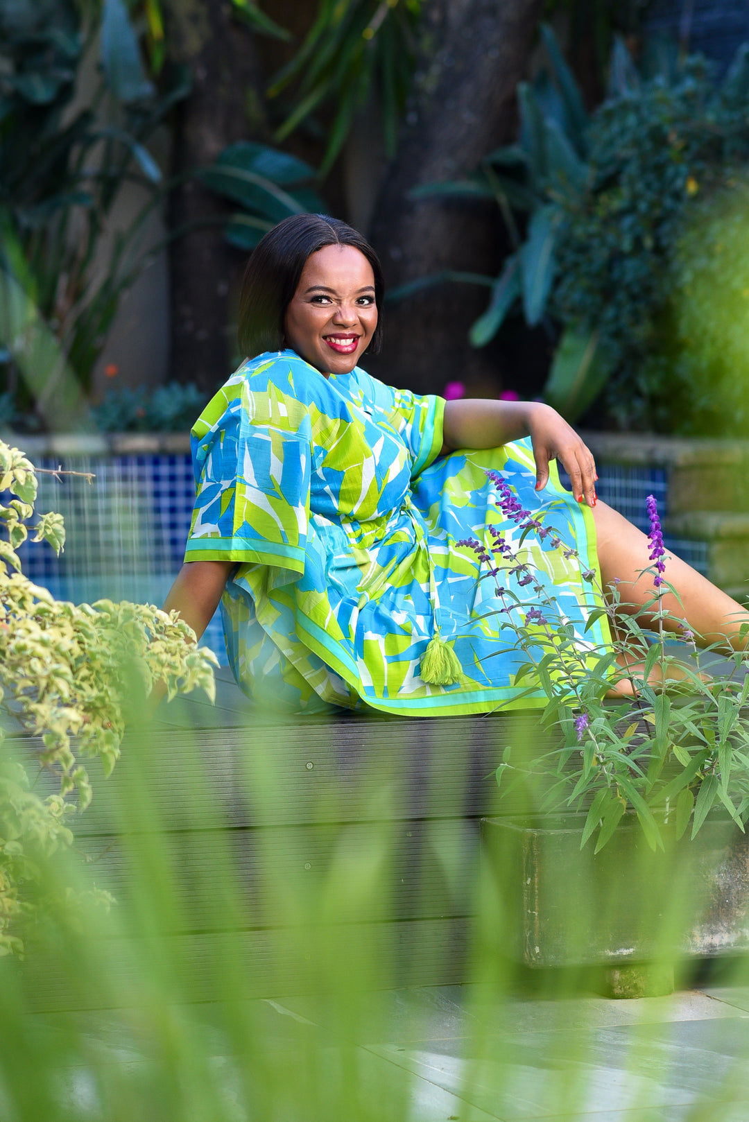Maya Kaftan — Aqua Lime
