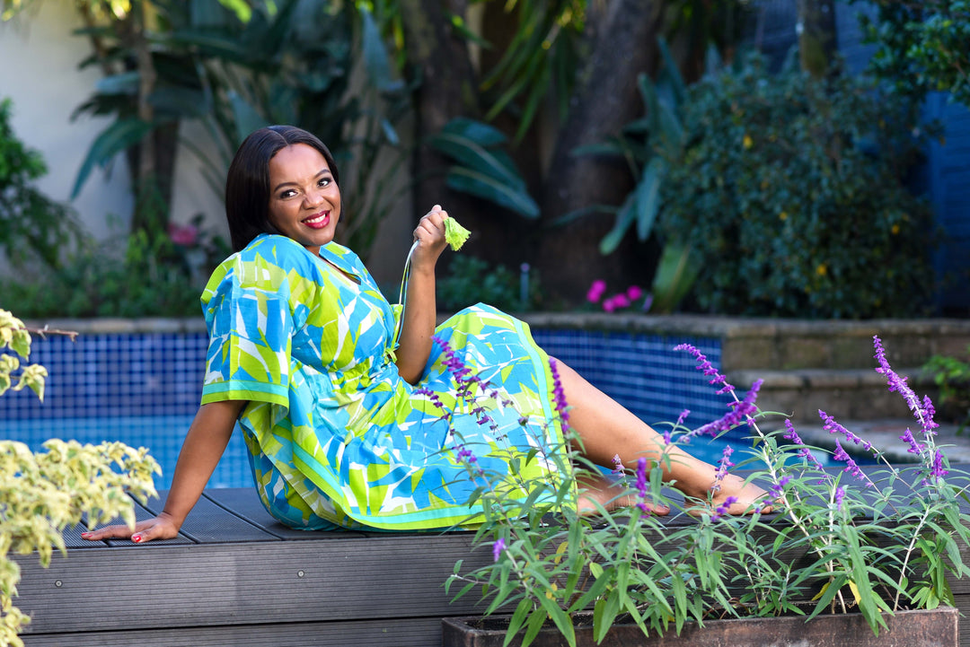 Maya Kaftan — Aqua Lime