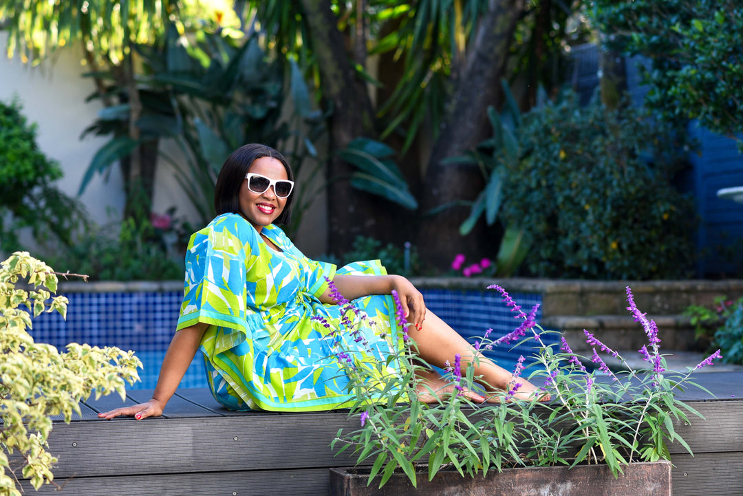 Maya Kaftan — Aqua Lime