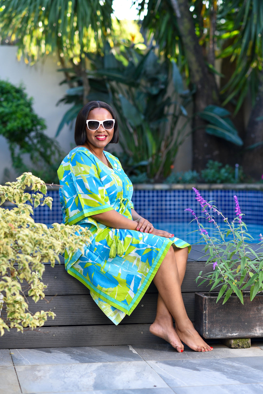 Maya Kaftan — Aqua Lime