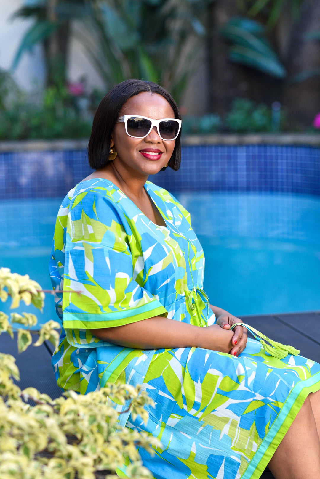 Maya Kaftan — Aqua Lime