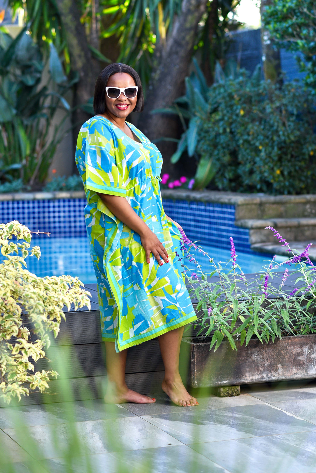 Maya Kaftan — Aqua Lime