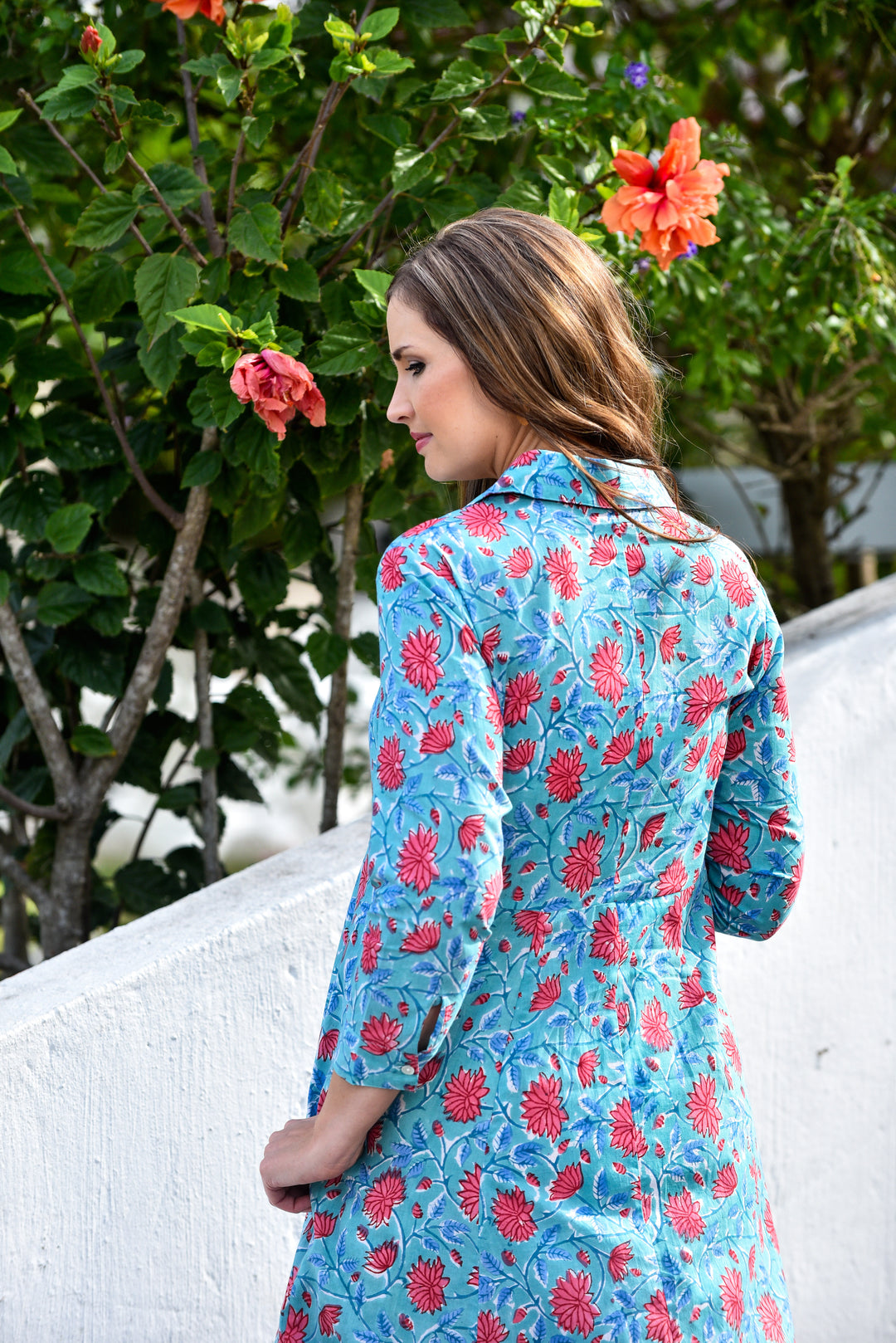 Bethany Shirt Dress - Coral Petals