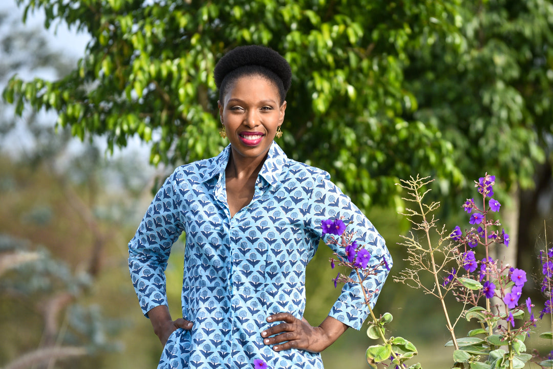 Bethany Shirt Dress - Bluebell Charm