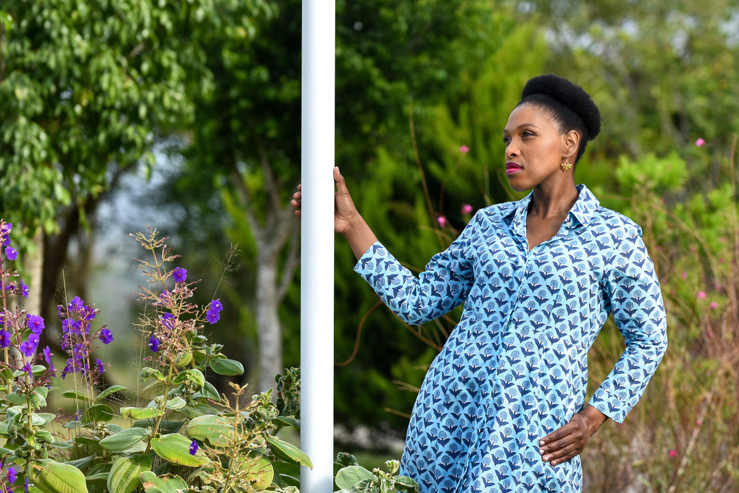 Bethany Shirt Dress - Bluebell Charm