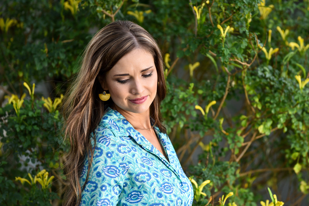Bethany Shirt Dress - Aqua Tapestry
