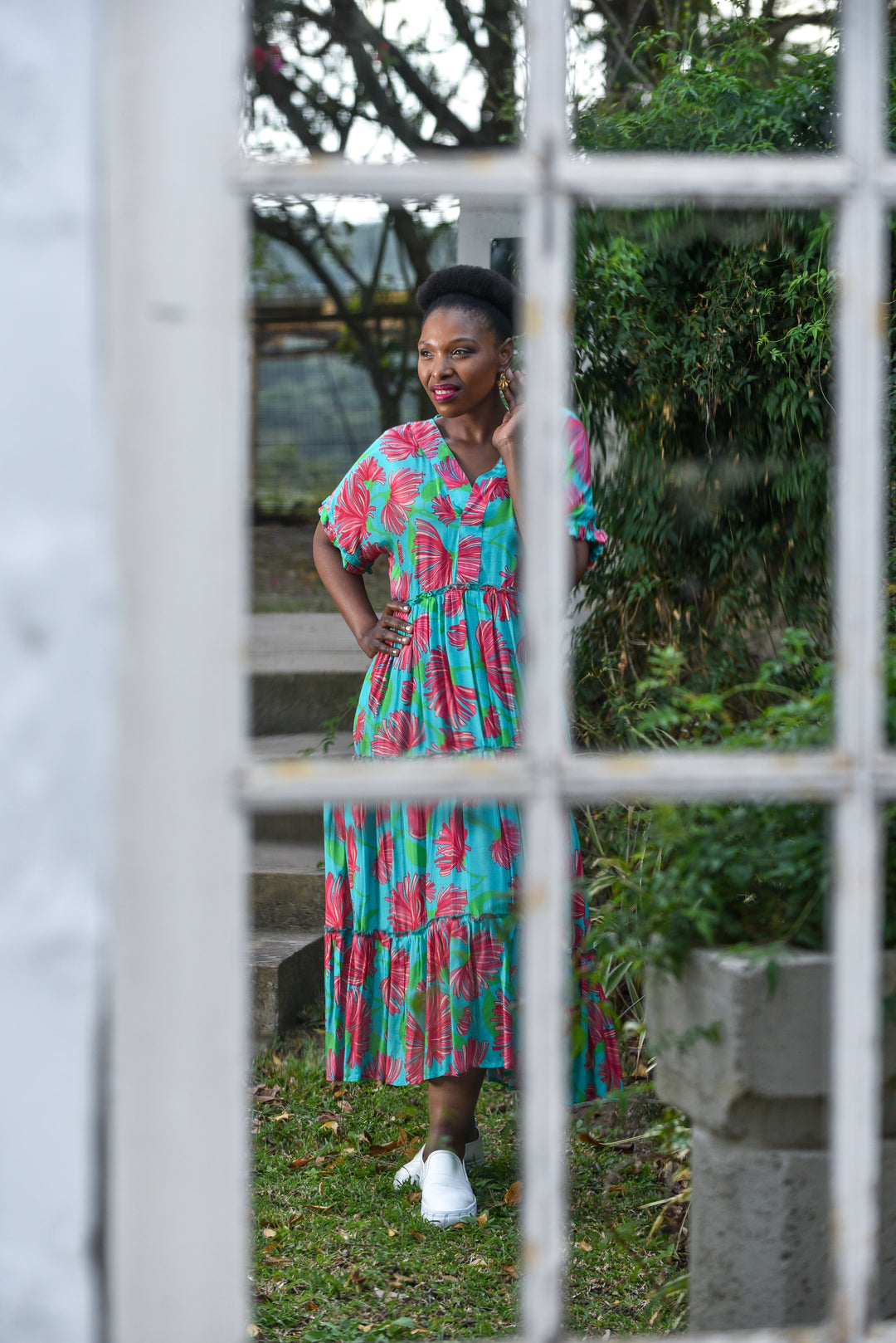 Rosie Dress - Pink Tropical Bloom