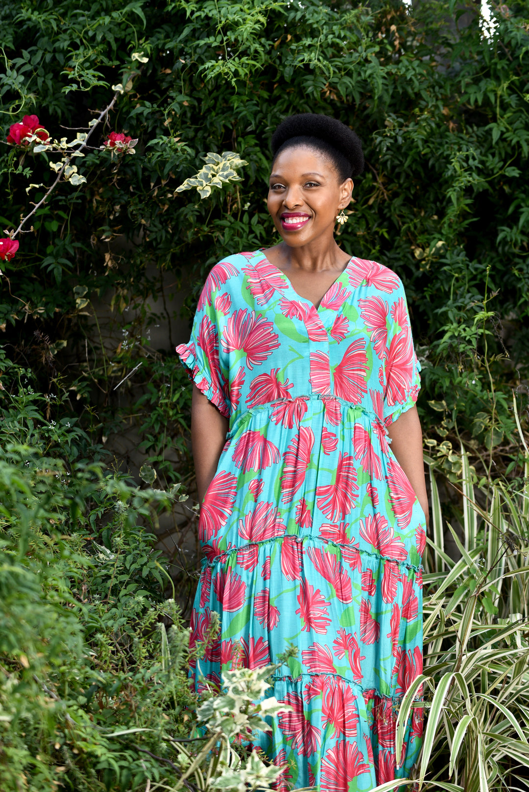 Rosie Dress - Pink Tropical Bloom
