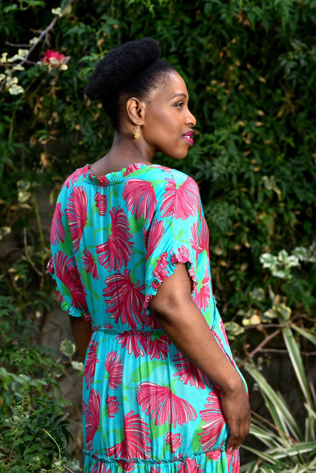 Rosie Dress - Pink Tropical Bloom