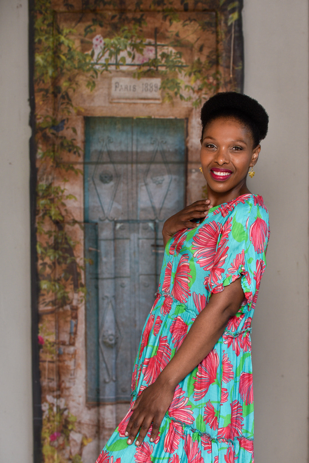 Rosie Dress - Pink Tropical Bloom
